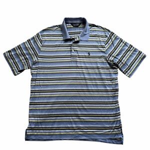 Polo Ralph Lauren Golf Polo Shirt Men’s Large Pima Cotton Striped Blue Yellow